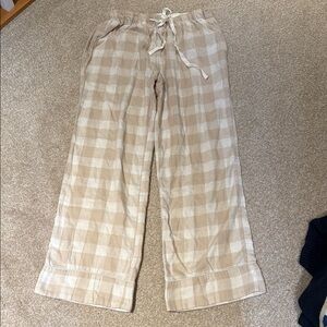 Abercrombie & Fitch Soft Tan and White Plaid Pajama Pants Relaxed Fit